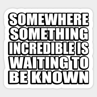 Somewhere something incredible is waiting to be known Sticker